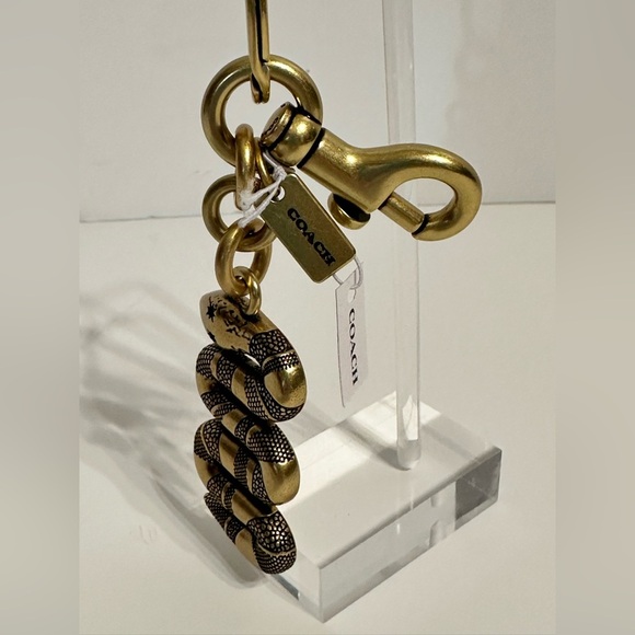 NWT COACH Brass Snake Bag Charm or Key Ring CZ212 Rhinestone Eyes - Picture 5 of 9